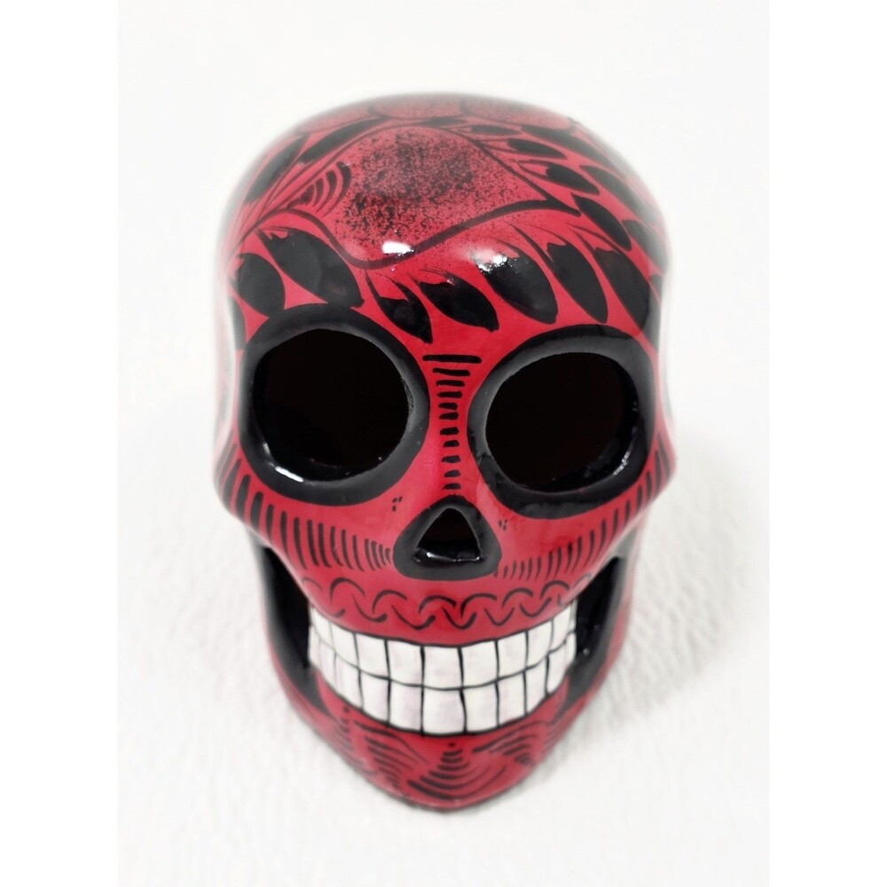 Hand Painted Mexican Sugar Skull Day of the Dead, Bird Motif